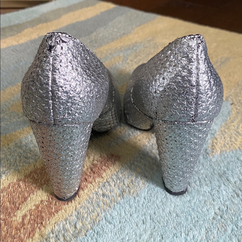 Rachel Comey Silver Metallic Fabric Heels Size 7.5 - Picture 4 of 7